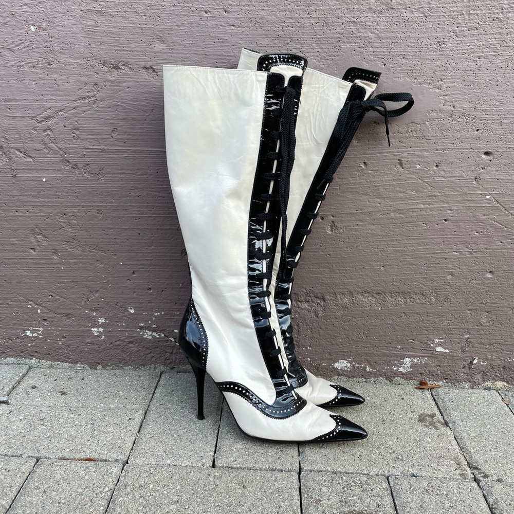 Ivory Black Boots